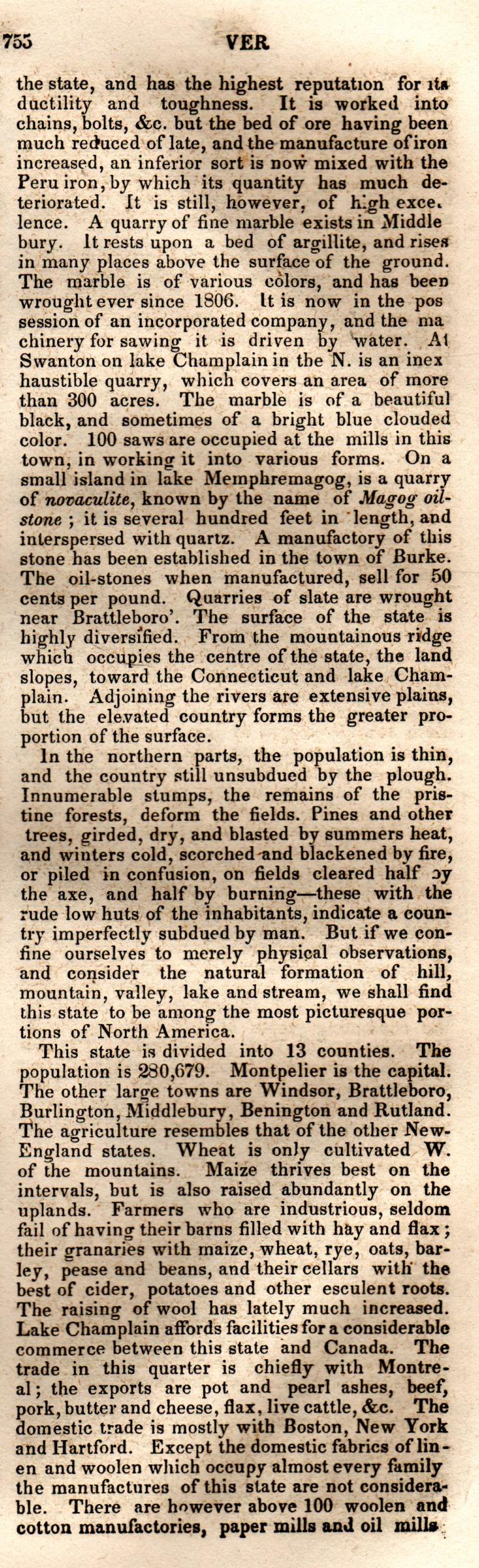Brookes’ Universal Gazetteer (1850), Page 755 Right Column