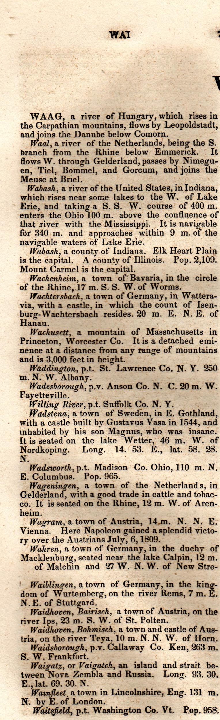 Brookes’ Universal Gazetteer (1850), Page 765 Left Column