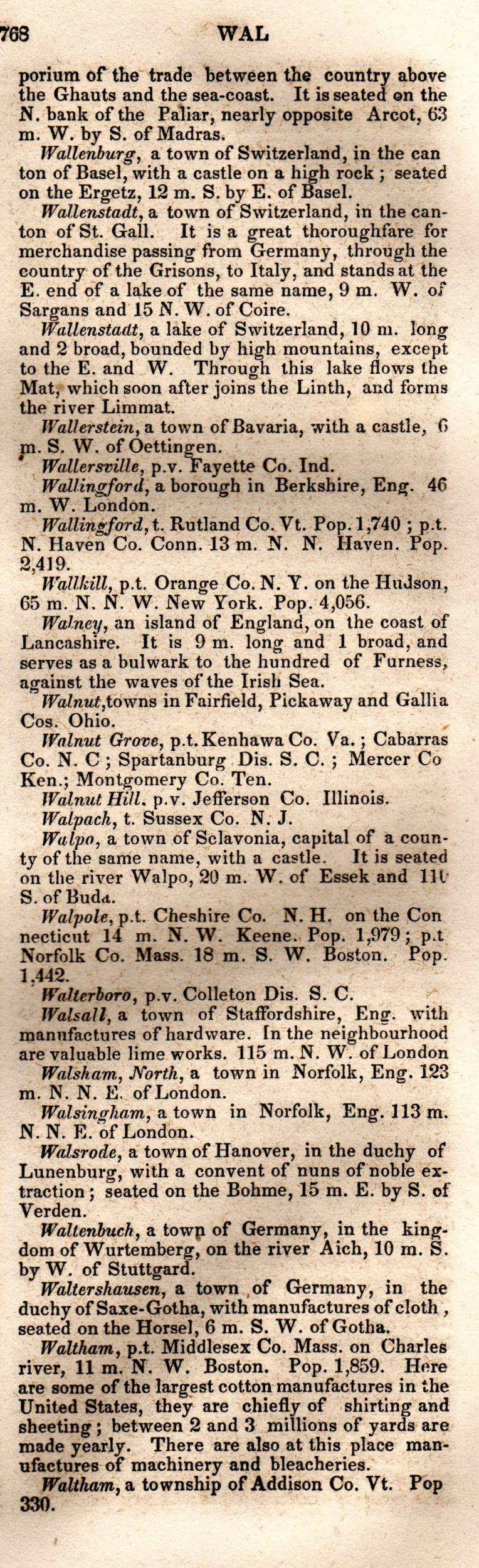 Brookes’ Universal Gazetteer (1850), Page 768 Right Column