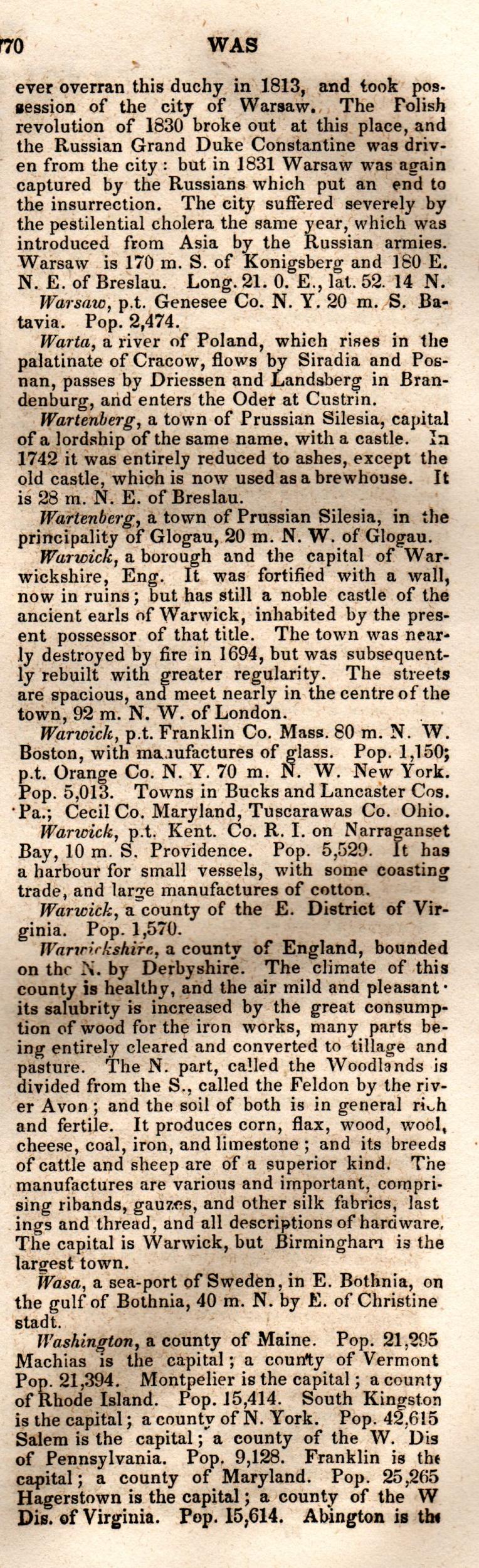 Brookes’ Universal Gazetteer (1850), Page 770 Right Column