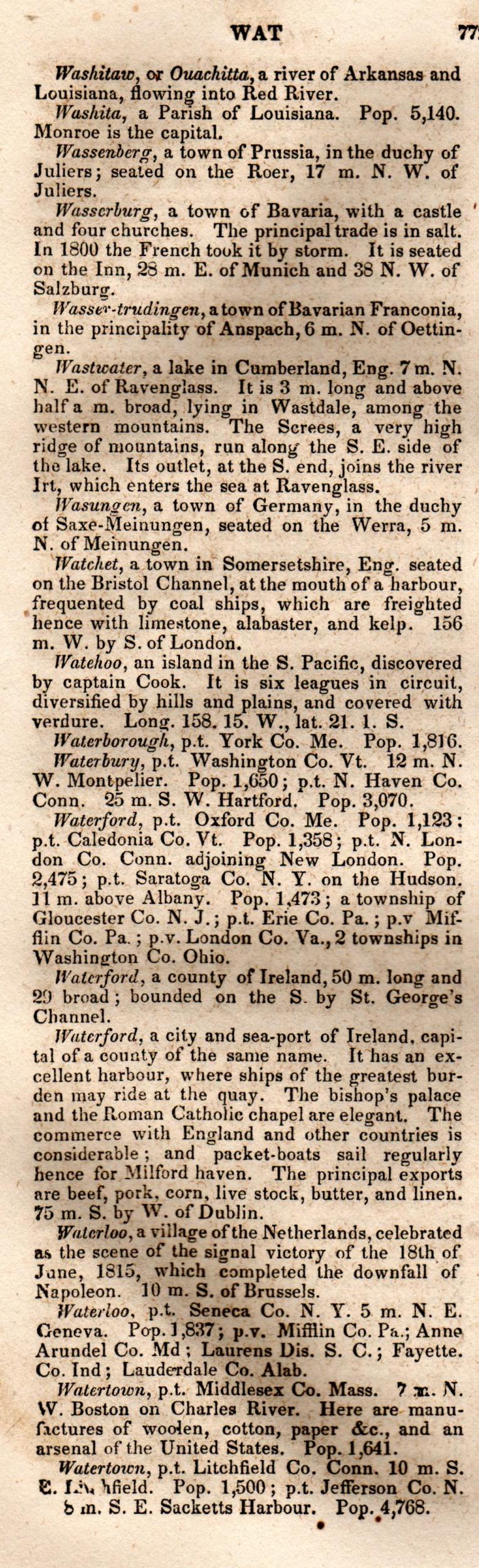 Brookes’ Universal Gazetteer (1850), Page 772 Left Column