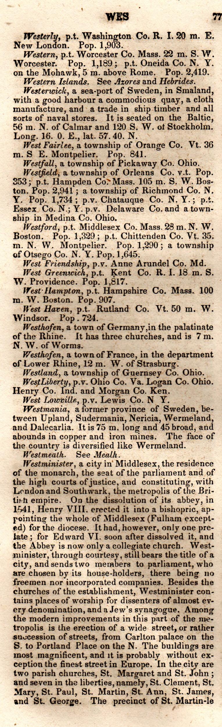Brookes’ Universal Gazetteer (1850), Page 775 Left Column
