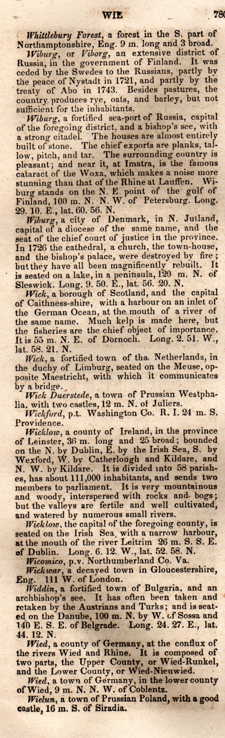 Brookes’ Universal Gazetteer (1850), Page 780 Left Column