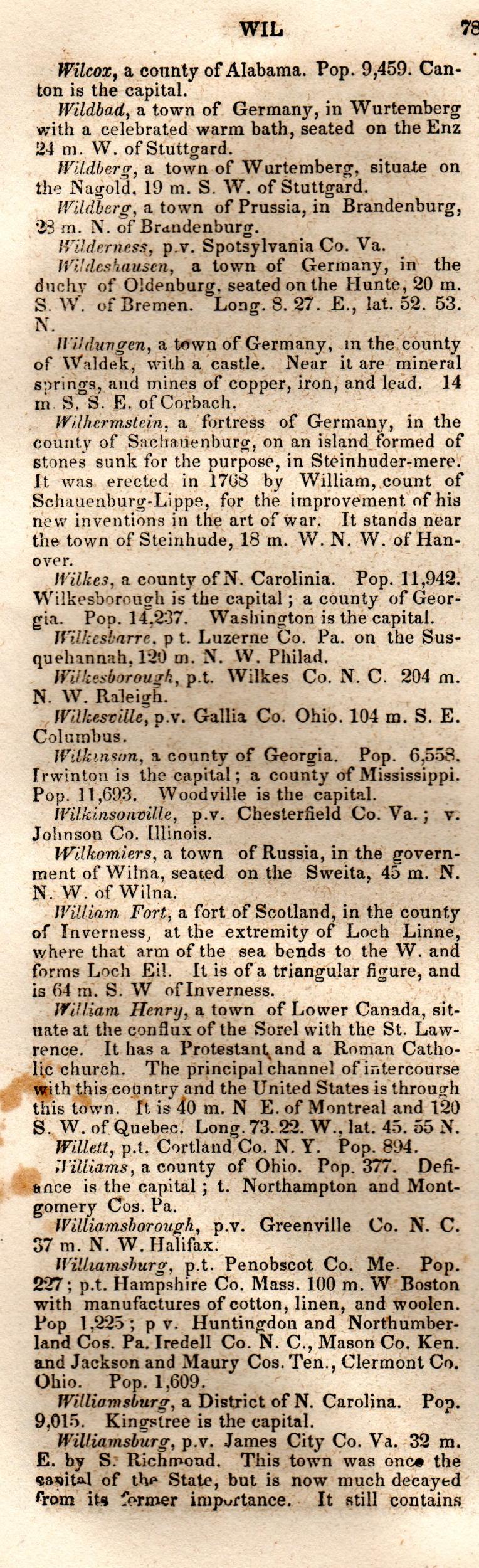 Brookes’ Universal Gazetteer (1850), Page 781 Left Column