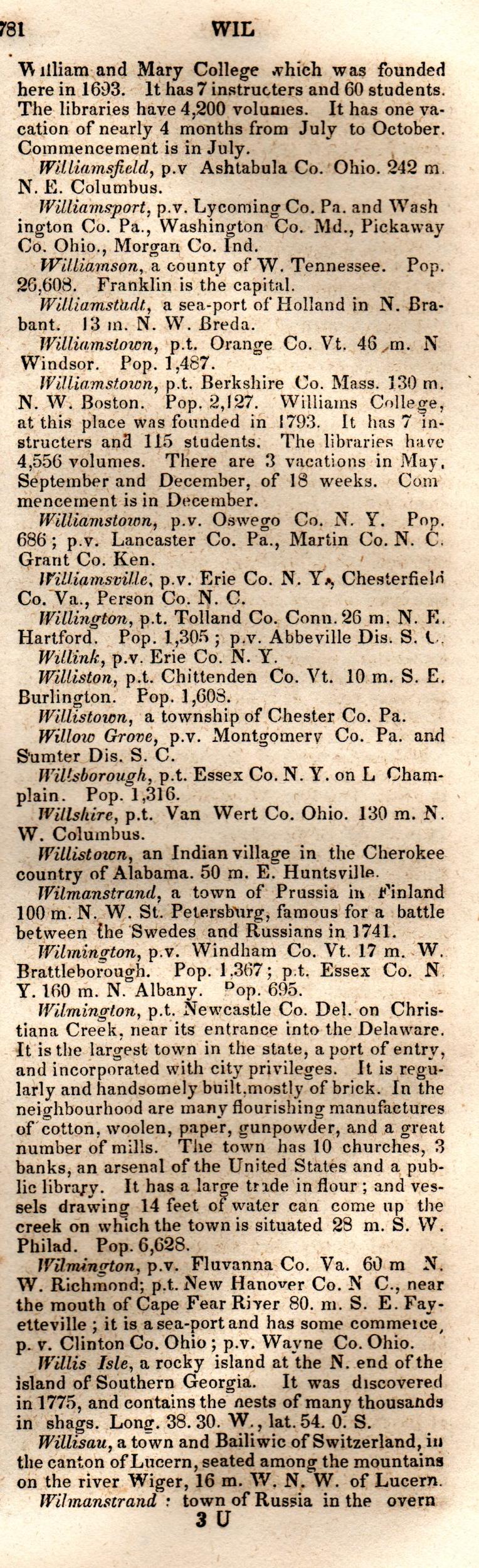 Brookes’ Universal Gazetteer (1850), Page 781 Right Column