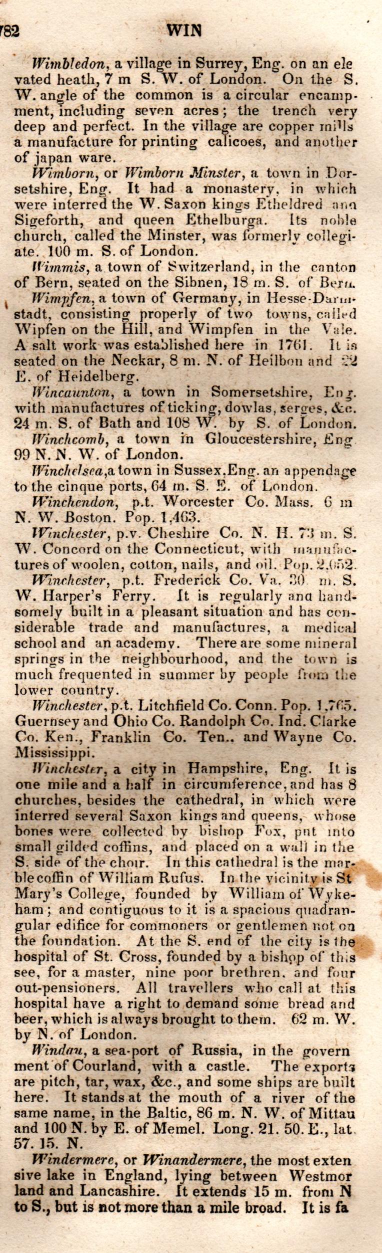 Brookes’ Universal Gazetteer (1850), Page 782 Right Column