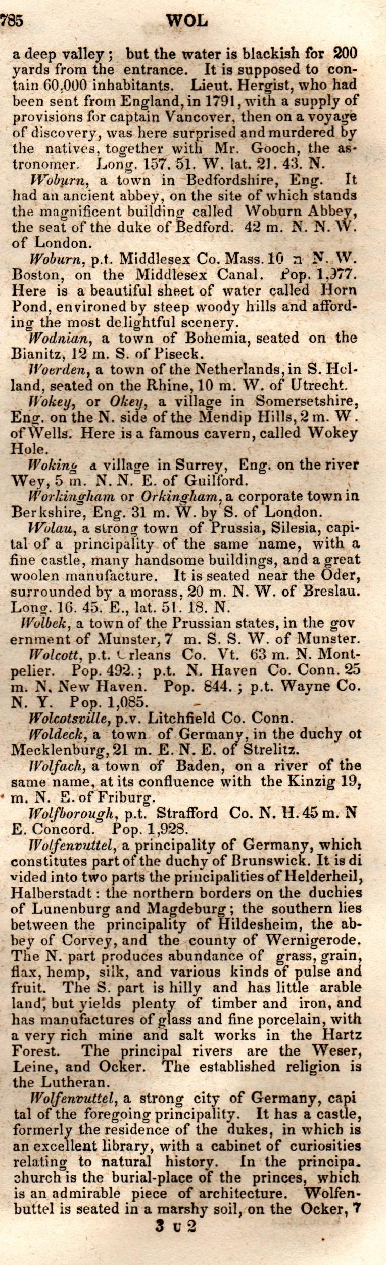 Brookes’ Universal Gazetteer (1850), Page 785 Right Column