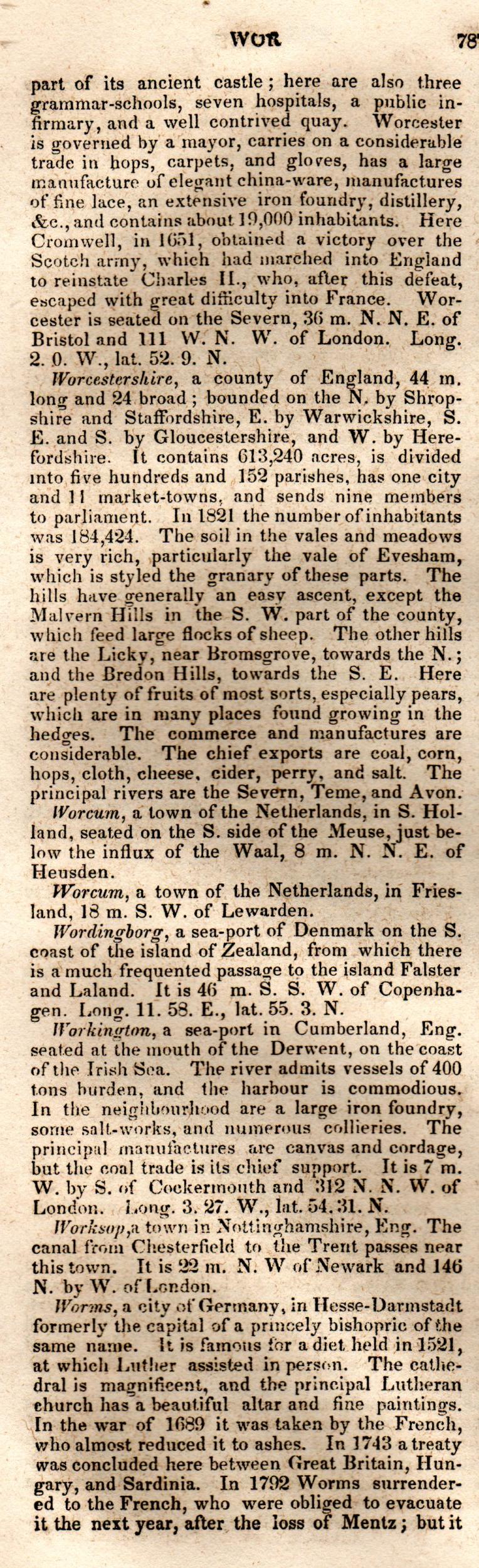 Brookes’ Universal Gazetteer (1850), Page 787 Left Column