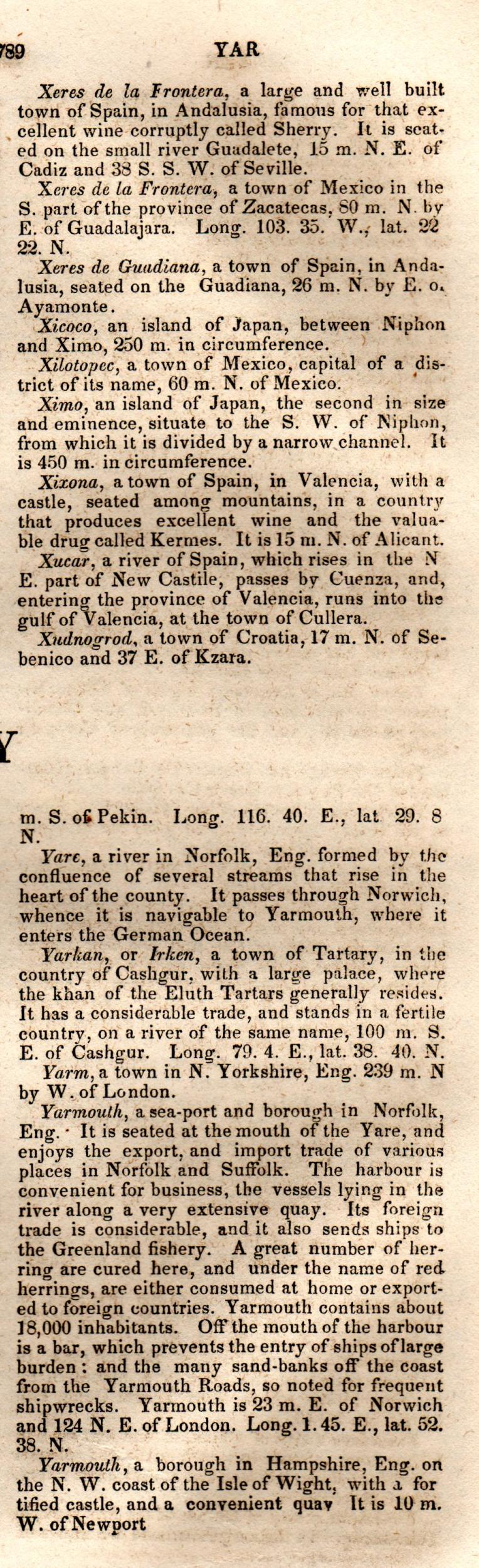 Brookes’ Universal Gazetteer (1850), Page 789 Right Column
