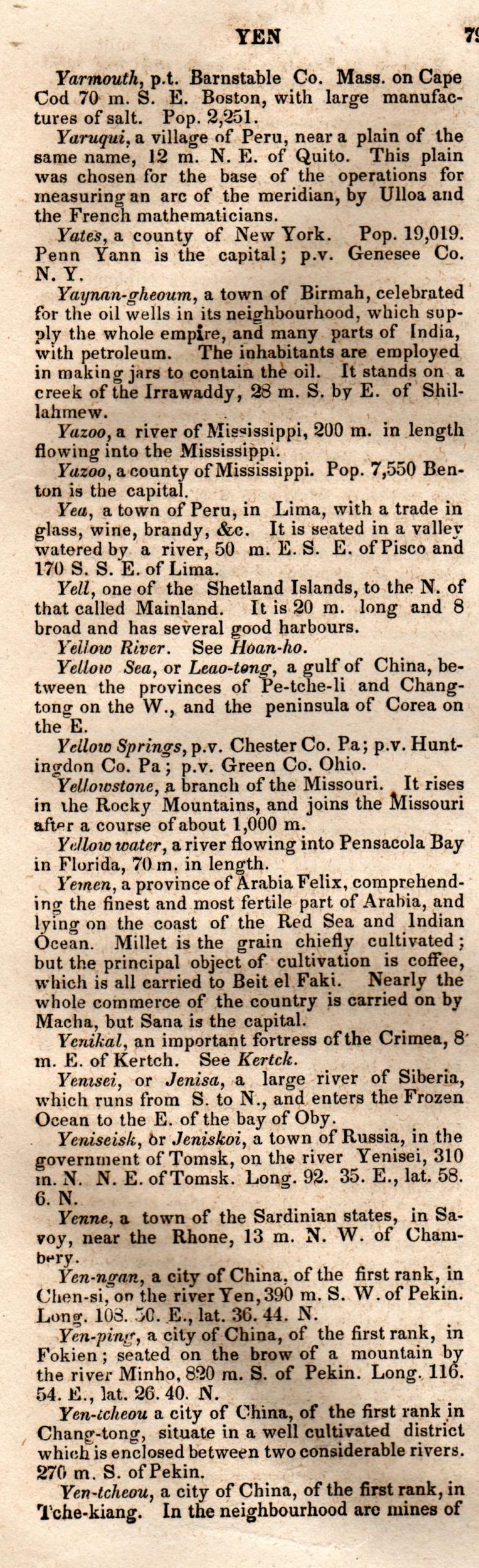 Brookes’ Universal Gazetteer (1850), Page 790 Left Column