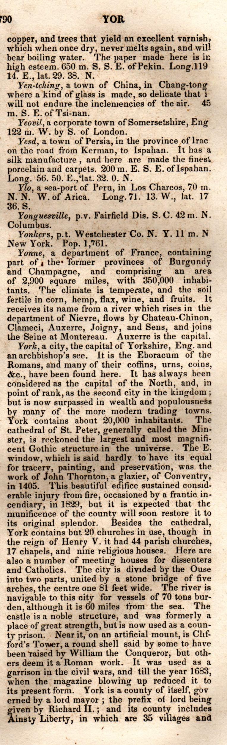 Brookes’ Universal Gazetteer (1850), Page 790 Right Column