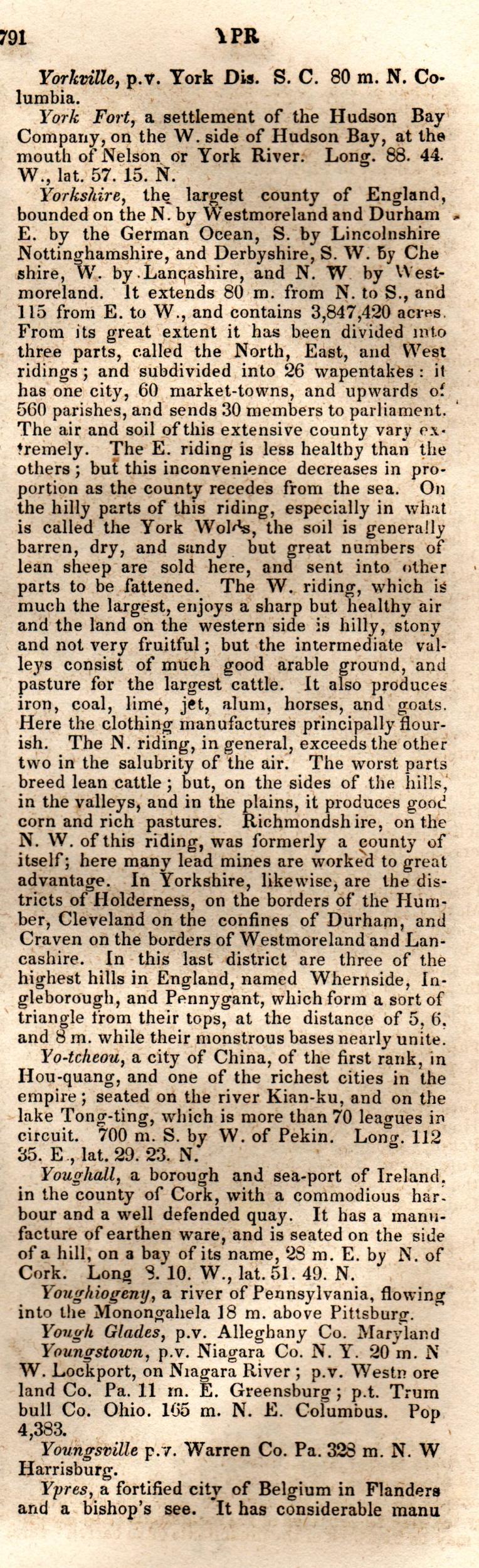 Brookes’ Universal Gazetteer (1850), Page 791 Right Column