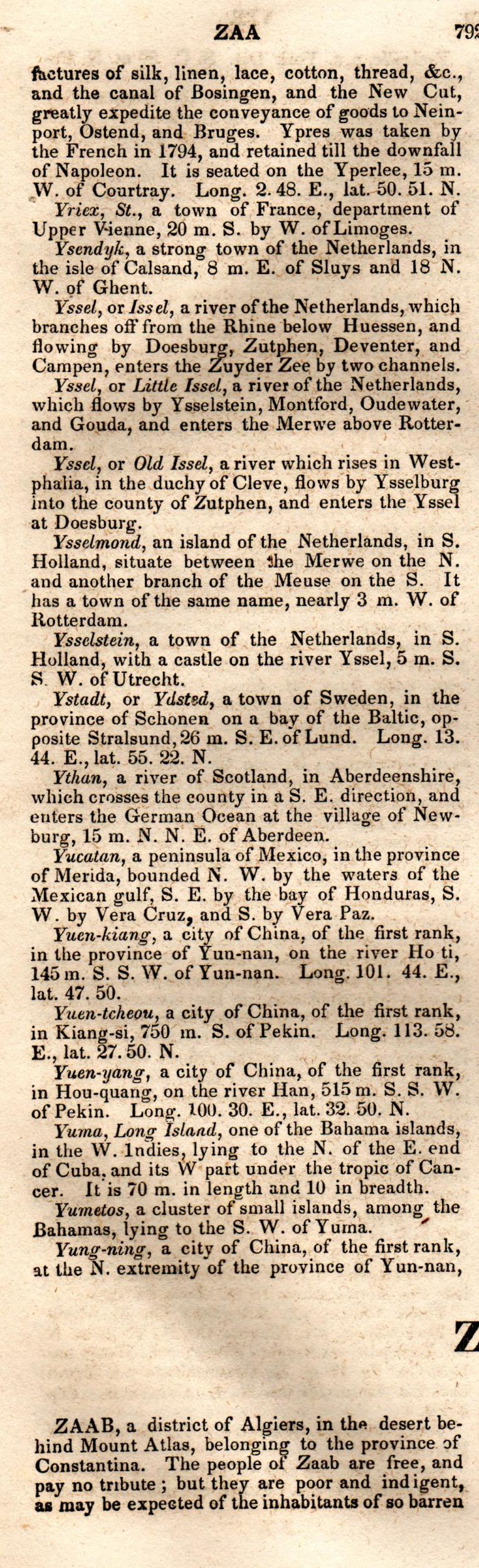 Brookes’ Universal Gazetteer (1850), Page 792 Left Column